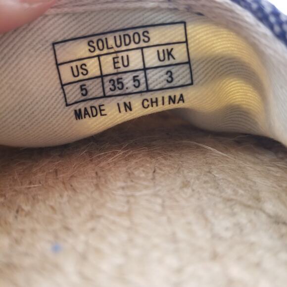 Soludos Women's Lauren Blue White Canvas Ankle Tie Espadrilles Size 5 - Picture 9 of 10